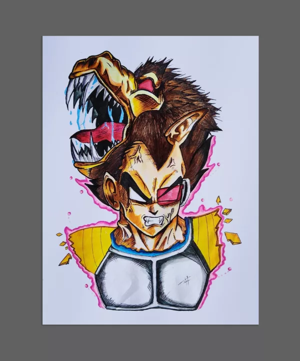 Prince of all Sayains Dragon ball Metal Poster - This Prince of all Sayains piece showcases the powerful and regal presence of Vegeta, the iconic warrior from Dragon Ball.