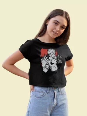 Sukuna Jujutsu Kaisen - the king of curses | Relaxed Fit Crop Top - <p>Unleash the chilling aura of Sukuna, the King of Curses, in our exclusive Jujutsu Kaisen fanart. This captivating depiction embodies Sukuna's ominous power and enigmatic presence. Elevate your collection with this striking portrayal of one of Jujutsu Kaisen's most formidable characters.</p>