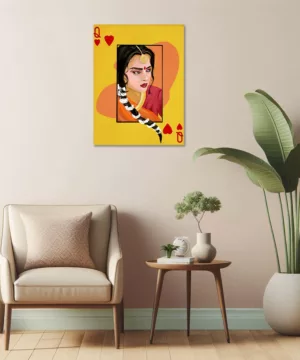 Queen of Hearts - Rekha | Desi Art Metal Poster - Digital art of iconic actress Rekha on a queen of hearts