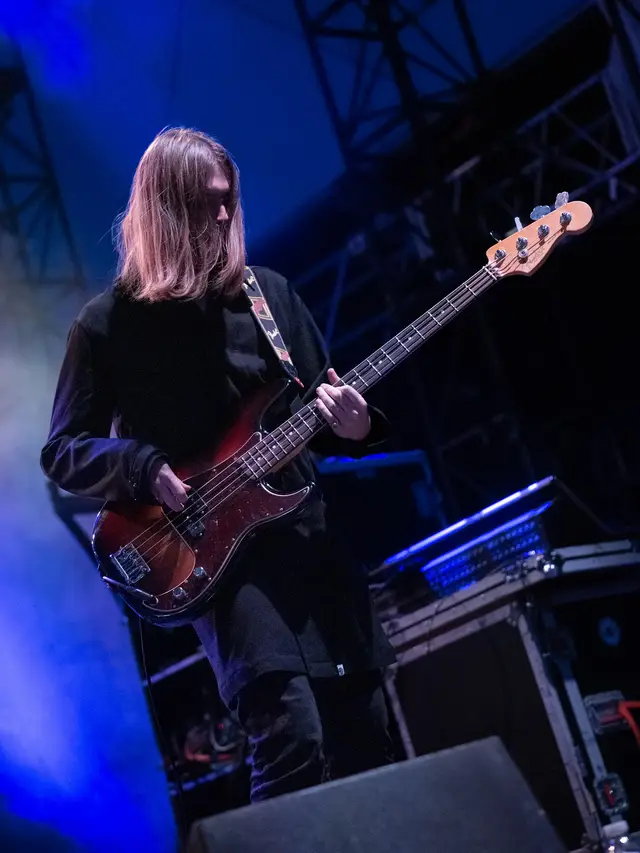 George Favager playing bass