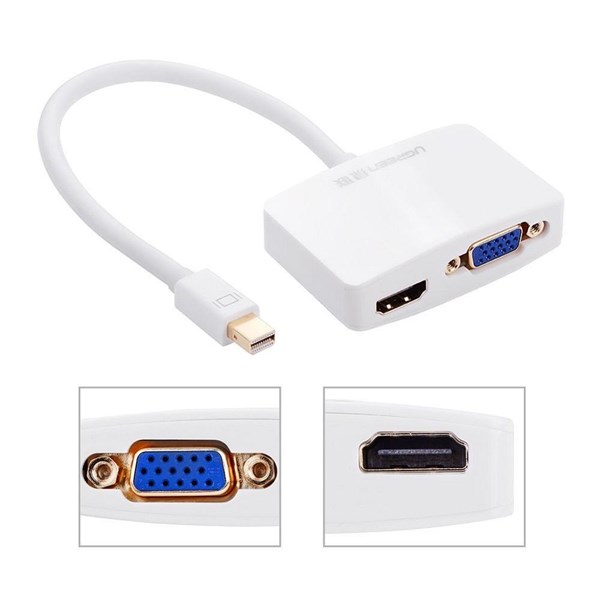 CÁP THUNDERBOLT - MINI DISPLAYPORT TO HDMI + VGA UGREEN 20422 - HÀNG CHÍNH HÃNG