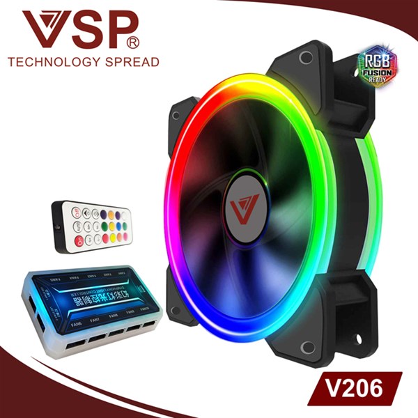 BỘ 3 FAN LED RGB 2 MẶT VSP V206 + HUB + REMOTE