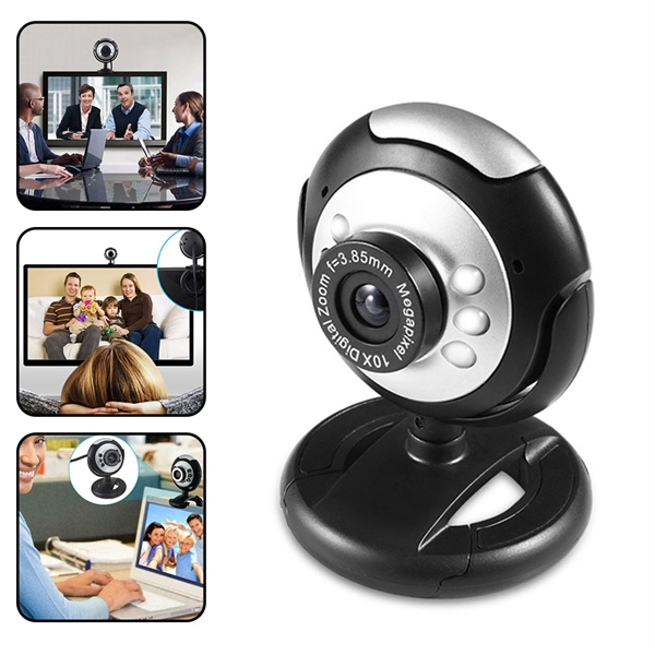 Webcam máy tính - xoay 360 - 6 đèn