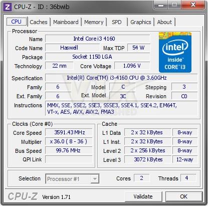 CPU INTEL CORE I3 4160 3.6GHZ SOCKET 1150