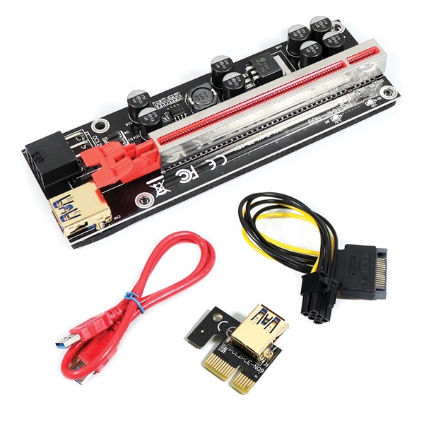 Bộ Riser PCIe 1X 16X USB 3.0 Ver 009S Plus 8 Tụ Điện Có Led NE