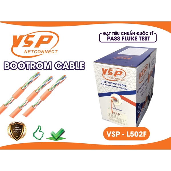 Thùng Cáp Mạng Cat 5E UTP VSP-L502F 305m (Chuyên Bootrom, dây dù trợ lực)