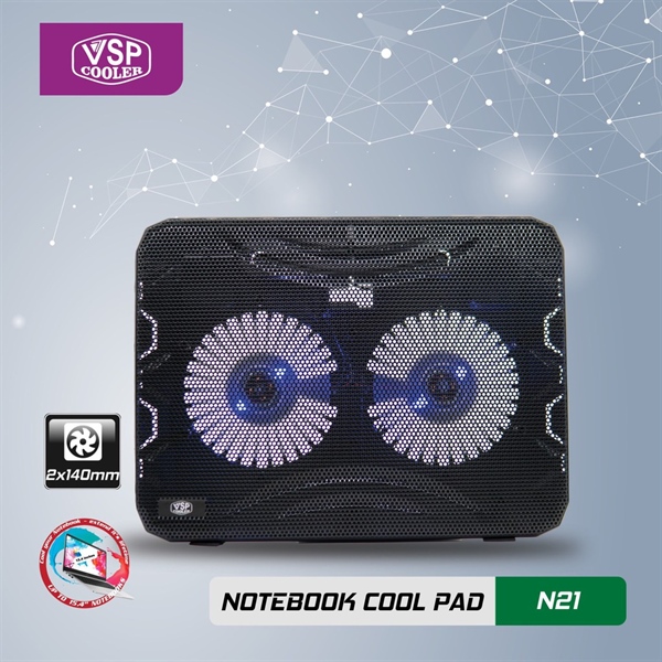 Đế tản nhiệt Laptop VSP Cooler N21 (2*Fan 14cm)