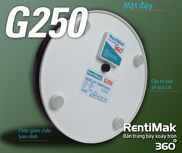 BÀN TRƯNG BÀY QUAY TRÒN 360 ĐỘ RENTIMAK G250