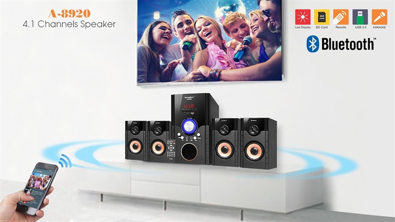 LOA SOUNDMAX A8920/4.1 CHÍNH HÃNG - HỖ TRỢ BLUETOOTH , KARAOKE