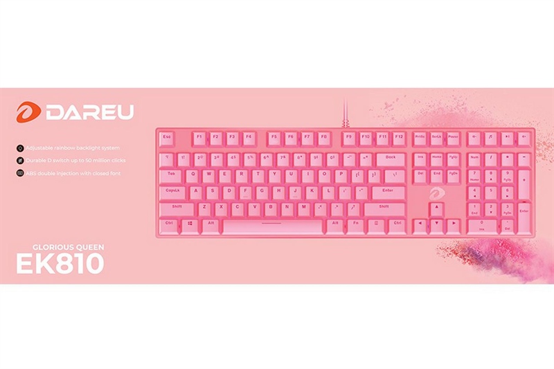 Bàn Phím Cơ Dare-U EK810 Glorious Queen Led Gaming Red Switch (Hồng)