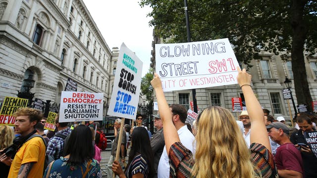 Stop the coup demonstrations against Boris Johnson proroguing Parliament