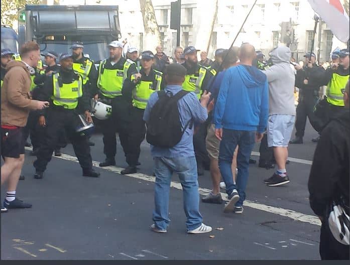 Police form a hasty Whitehall cordon (Chris Hobbs)