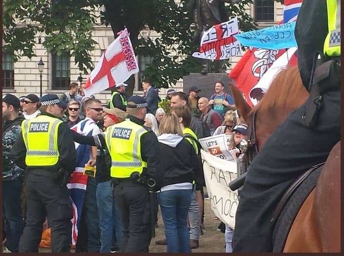 Police & DFLA protestors in Parliament Square (Chris Hobbs)