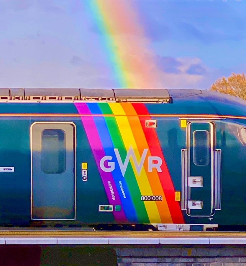 Amazing Photo Of A Sunset Rainbow Perfectly In Line With A Gwr Pride Train