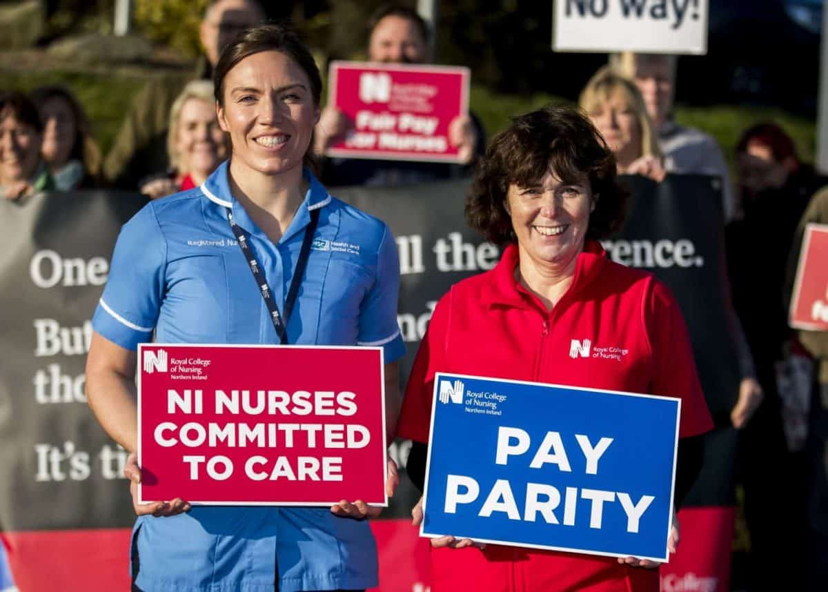 In unprecedented walkout, 9,000 nurses take strike action in Northern Ireland