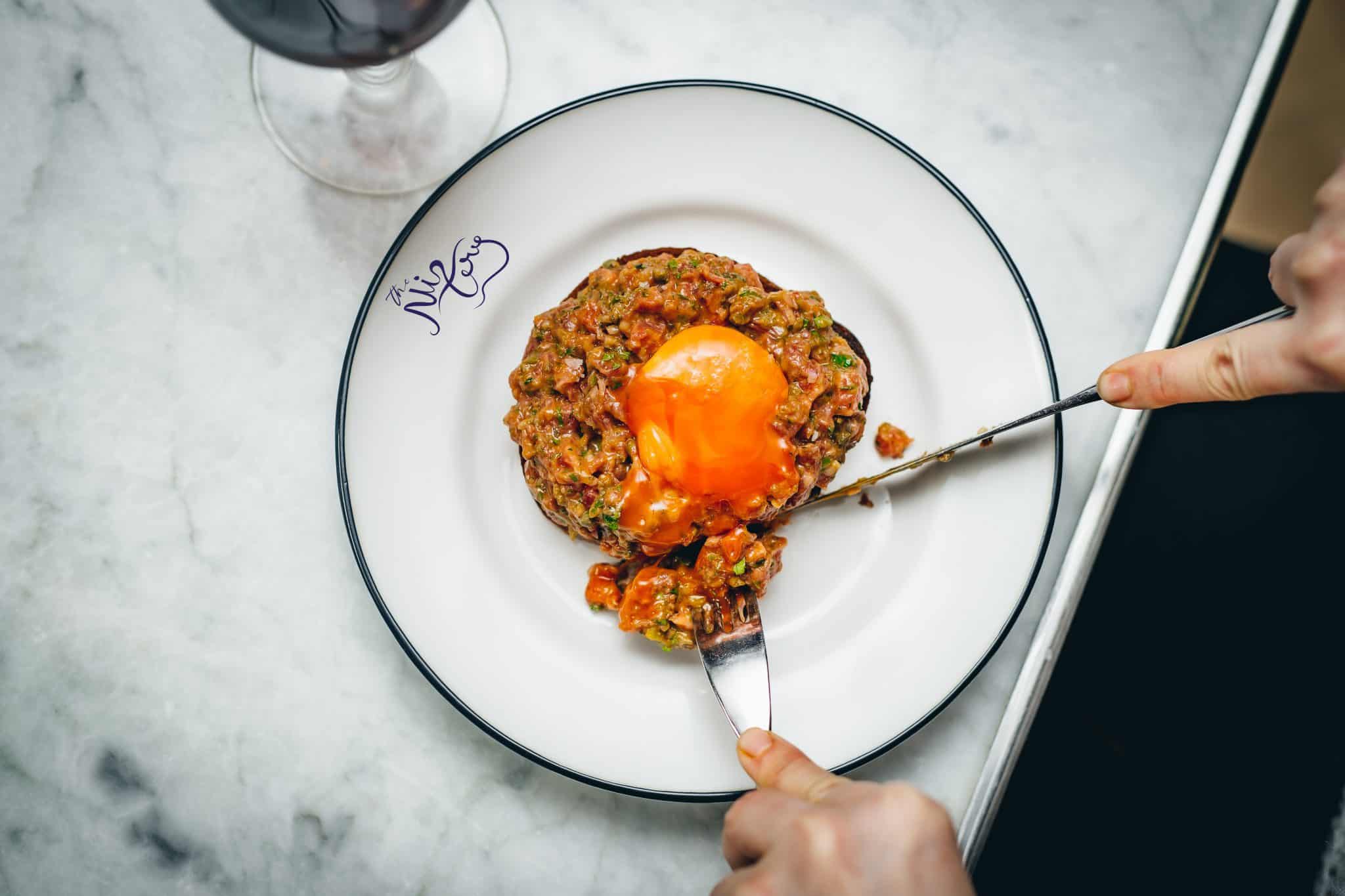 Steak Tartare. Beef dripping. Marmite. Cured yolk. Burnt brioche. The Nitery by Gizzi Erskine