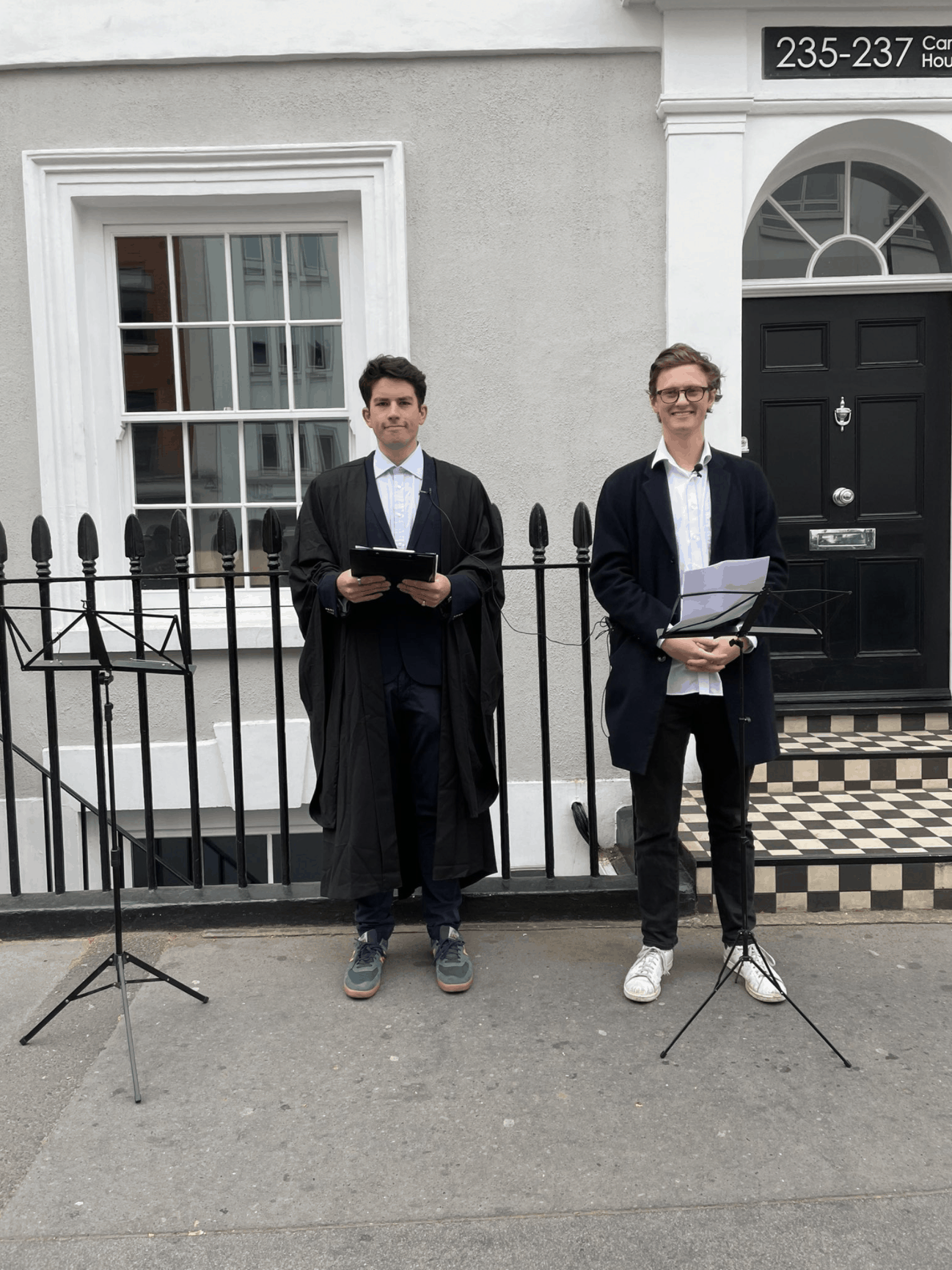 Max Fosh (right) waiting to debate Laurence Fox 