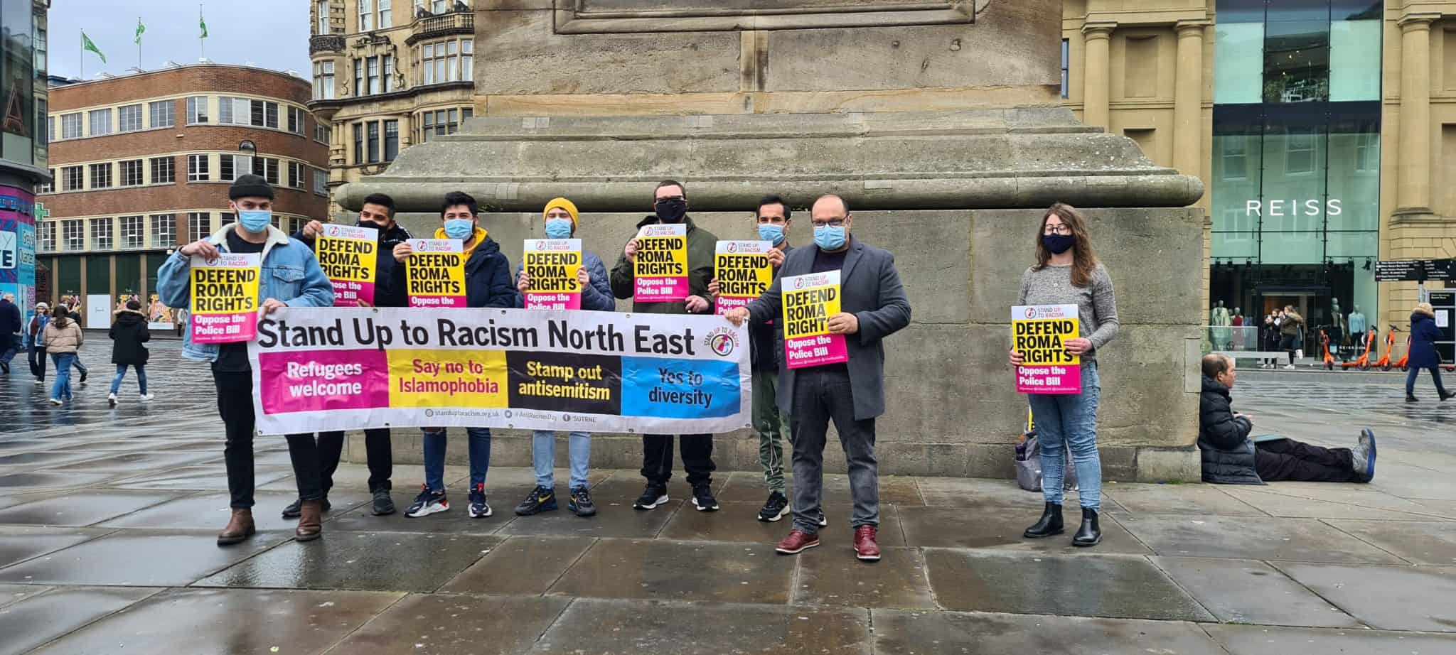 Nicu Ion (right), at a protest against the Police Bill