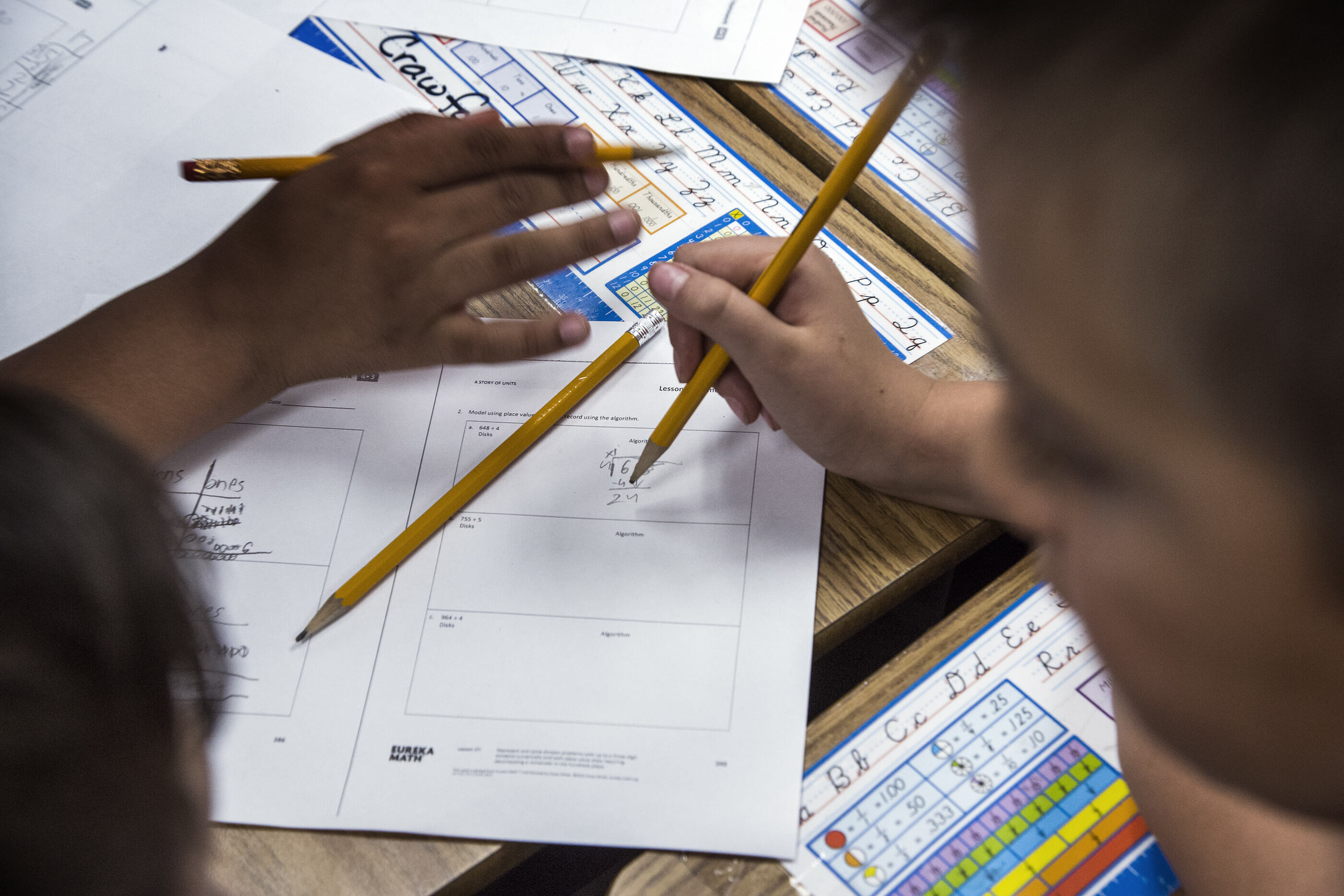 A student working on classwork at Pat Diskin Elementary School