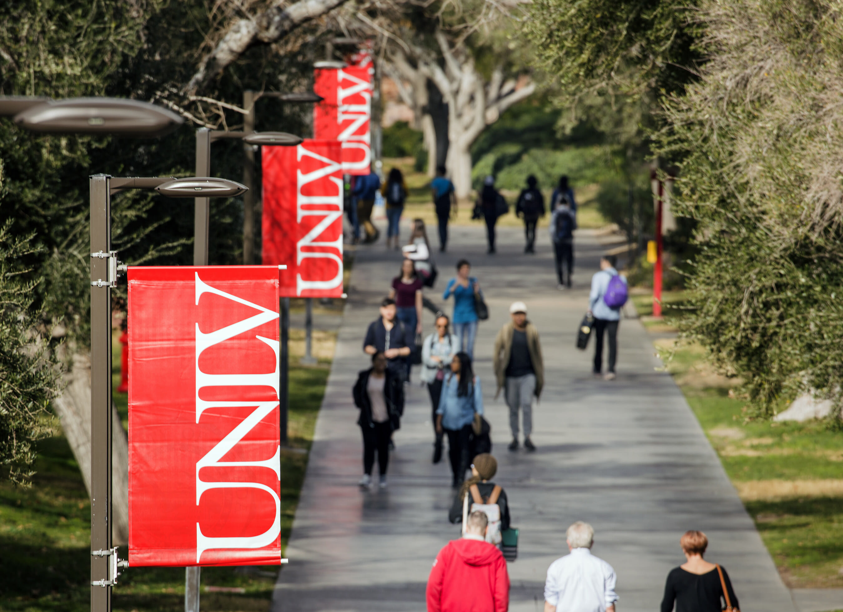 People walk the UNLV campus