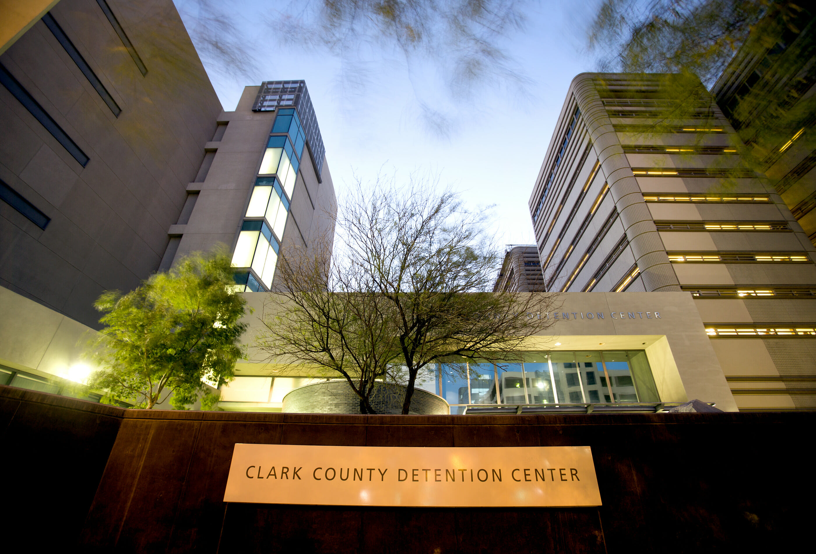 Clark County Detention Center building at dusk