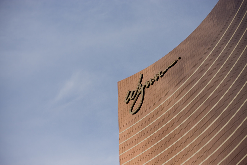 The top front of the Wynn Resorts building