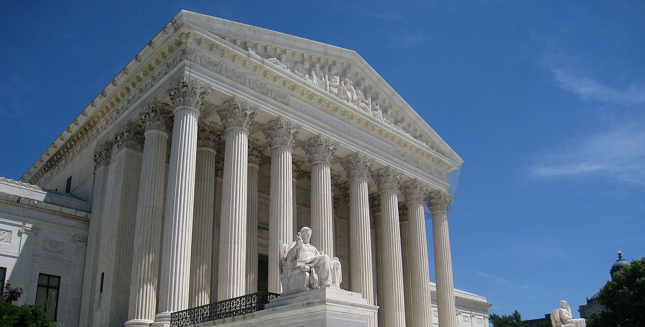 The front of the US Supreme Court Building