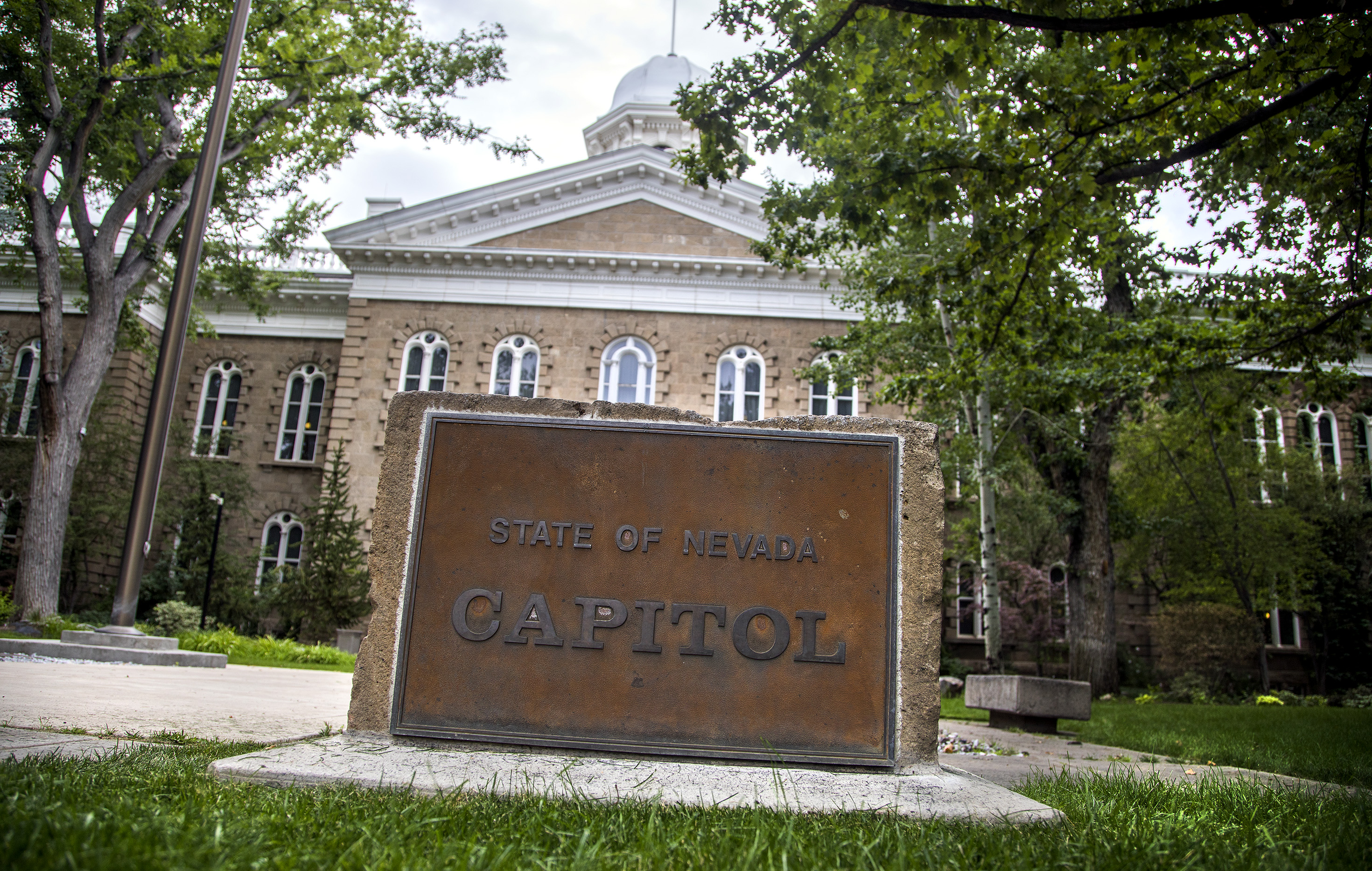 Sign in front of the Nevada State Capitol building