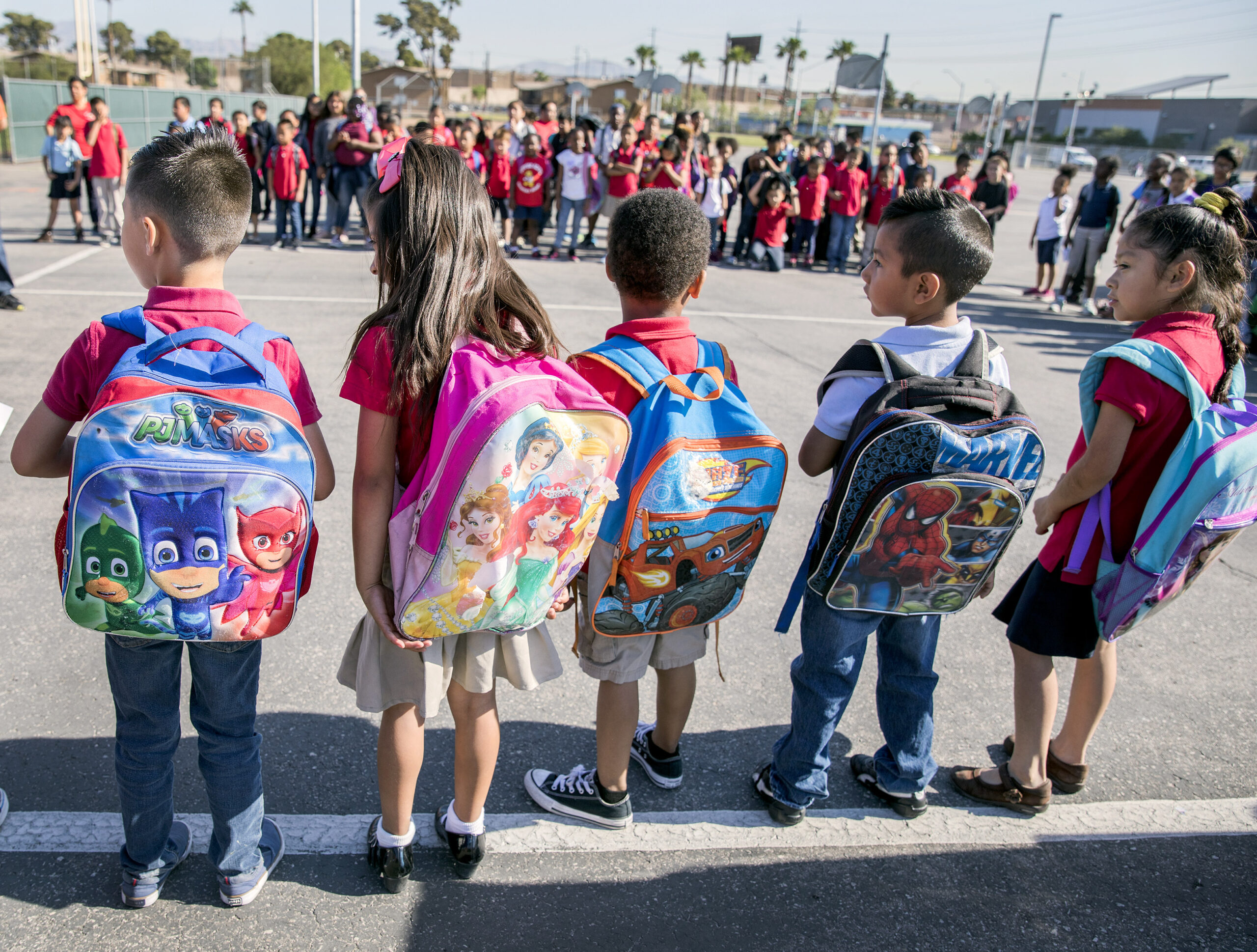 Students participate during a morning ceremony