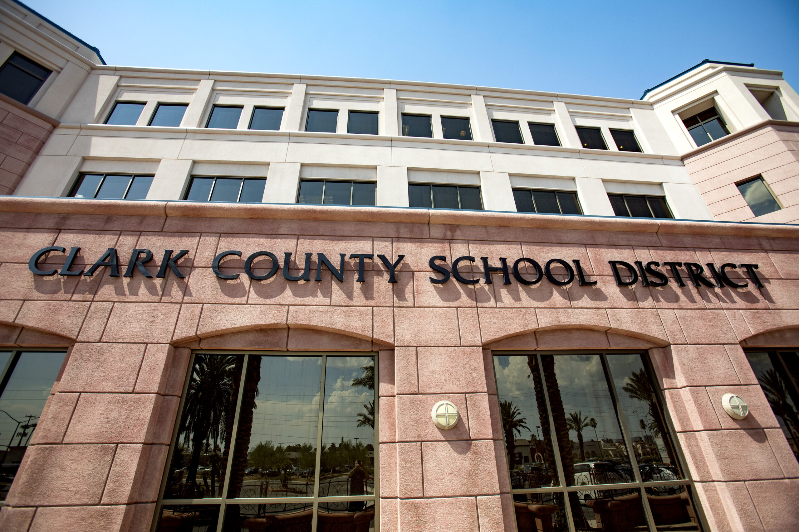 Front view of the building front of the Clark County School District administrative building