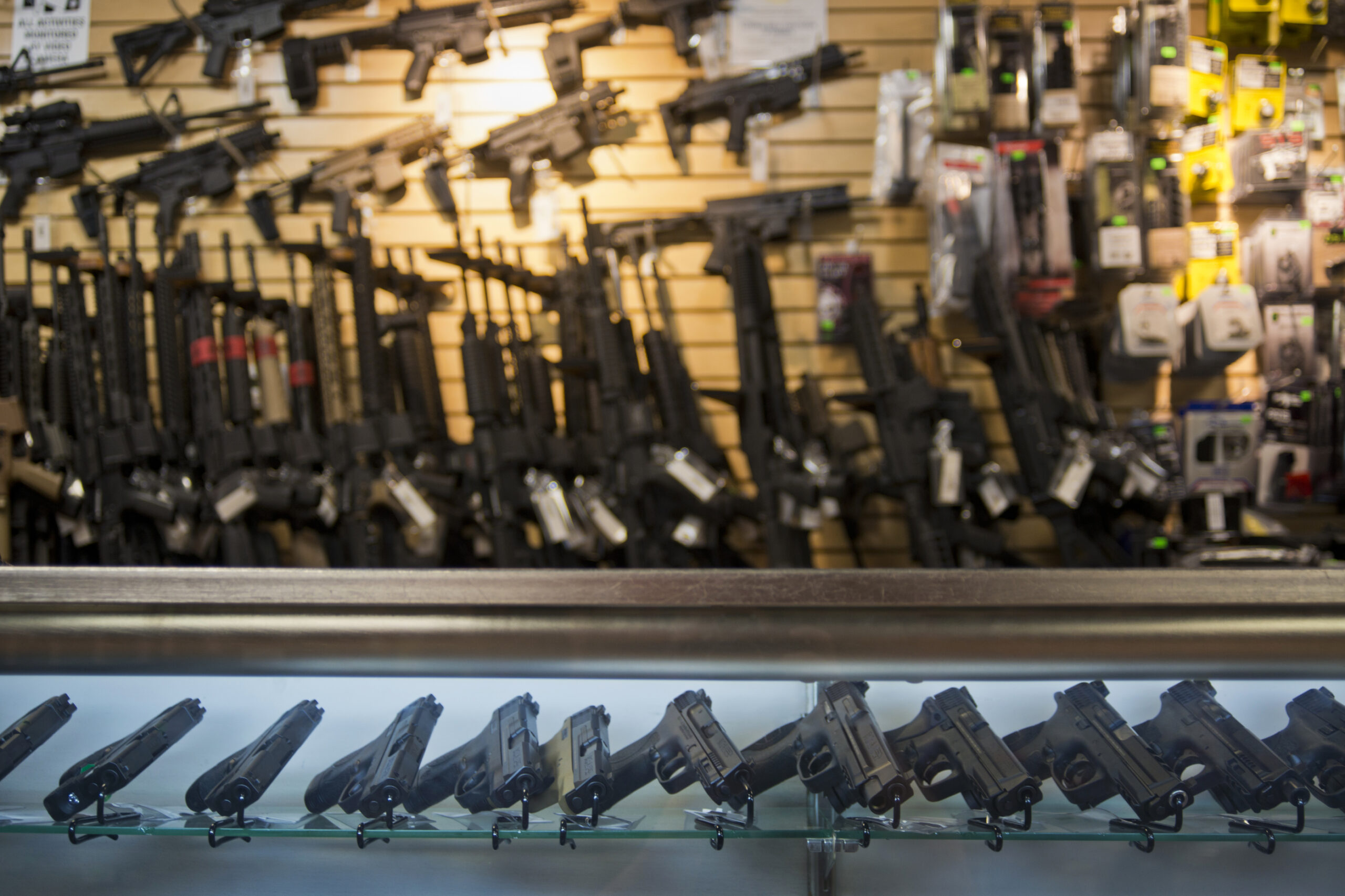 Various handguns as seen on display inside Discount Firearms & Ammo in Las Vegas on Wednesday, Aug. 19, 2018.