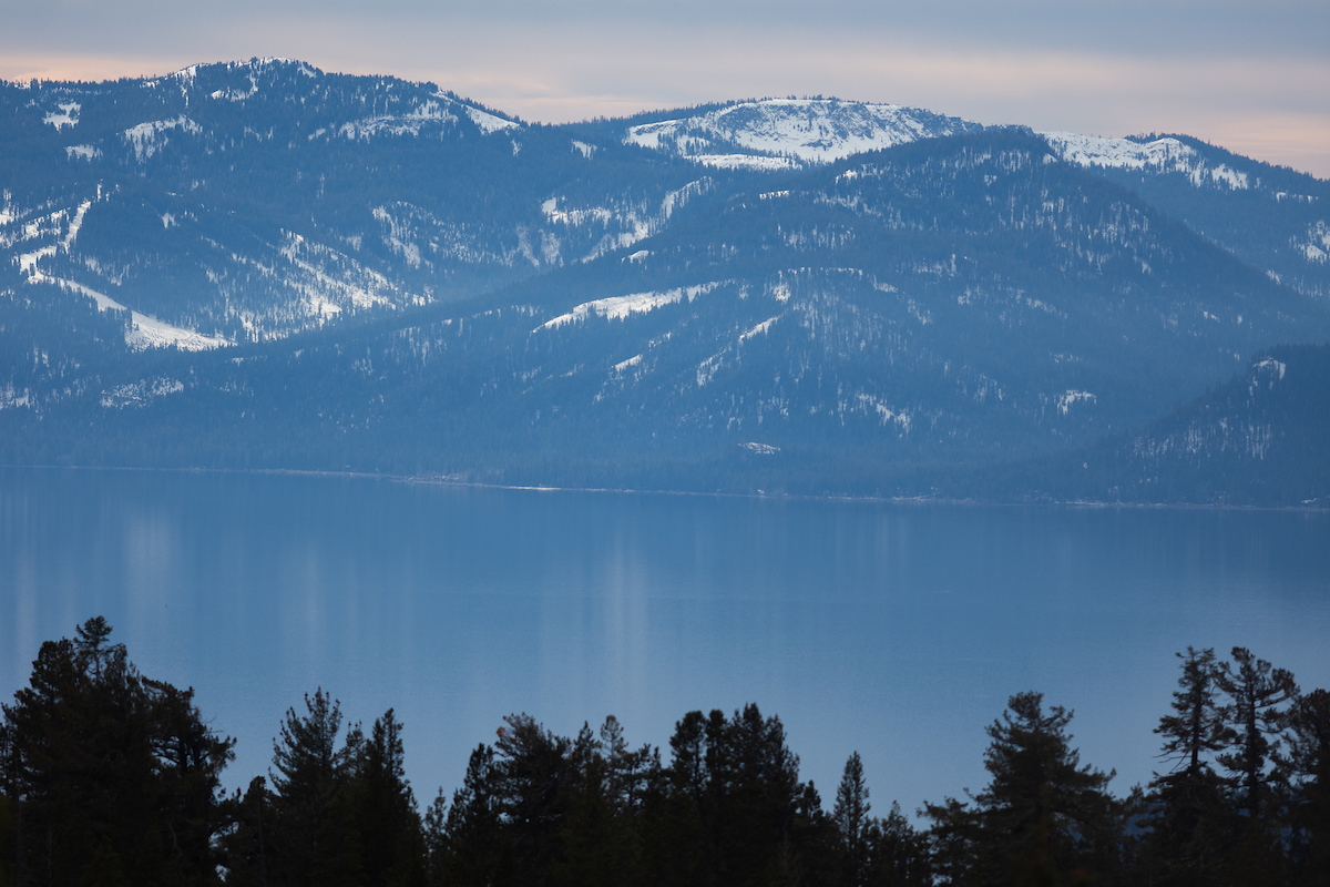 A photo of trees and mountains at Lake Tahoe