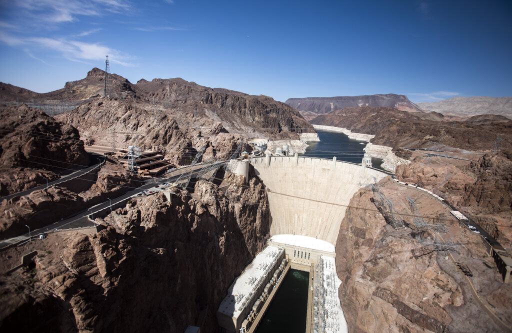 A view of Hoover Dam in the daytime