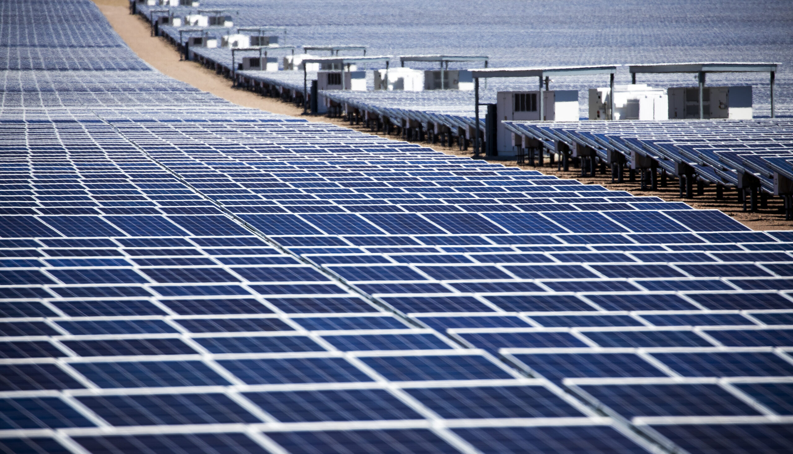 An array of solar panels at the Copper Mountain Solar 3 facility