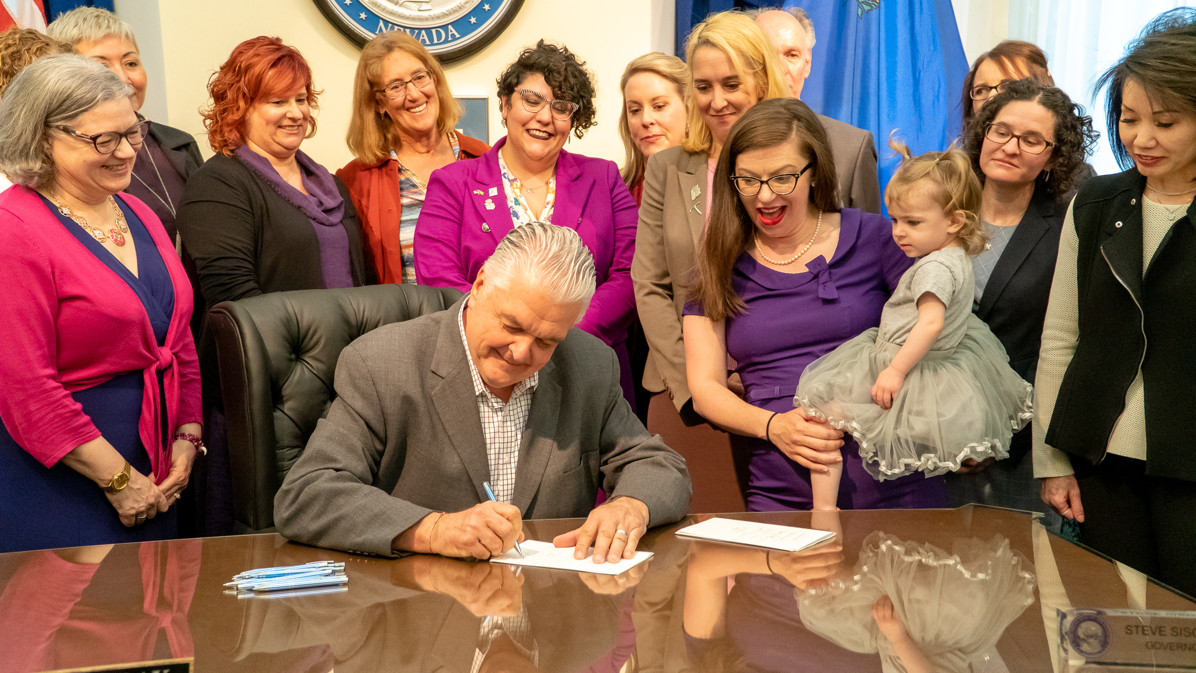 Gov. Steve Sisolak with members of pro-abortion rights groups Planned Parenthood and NARAL Pro-Choice America signing SB179, the Trust Nevada Women Act and SB94, a family planning bill.