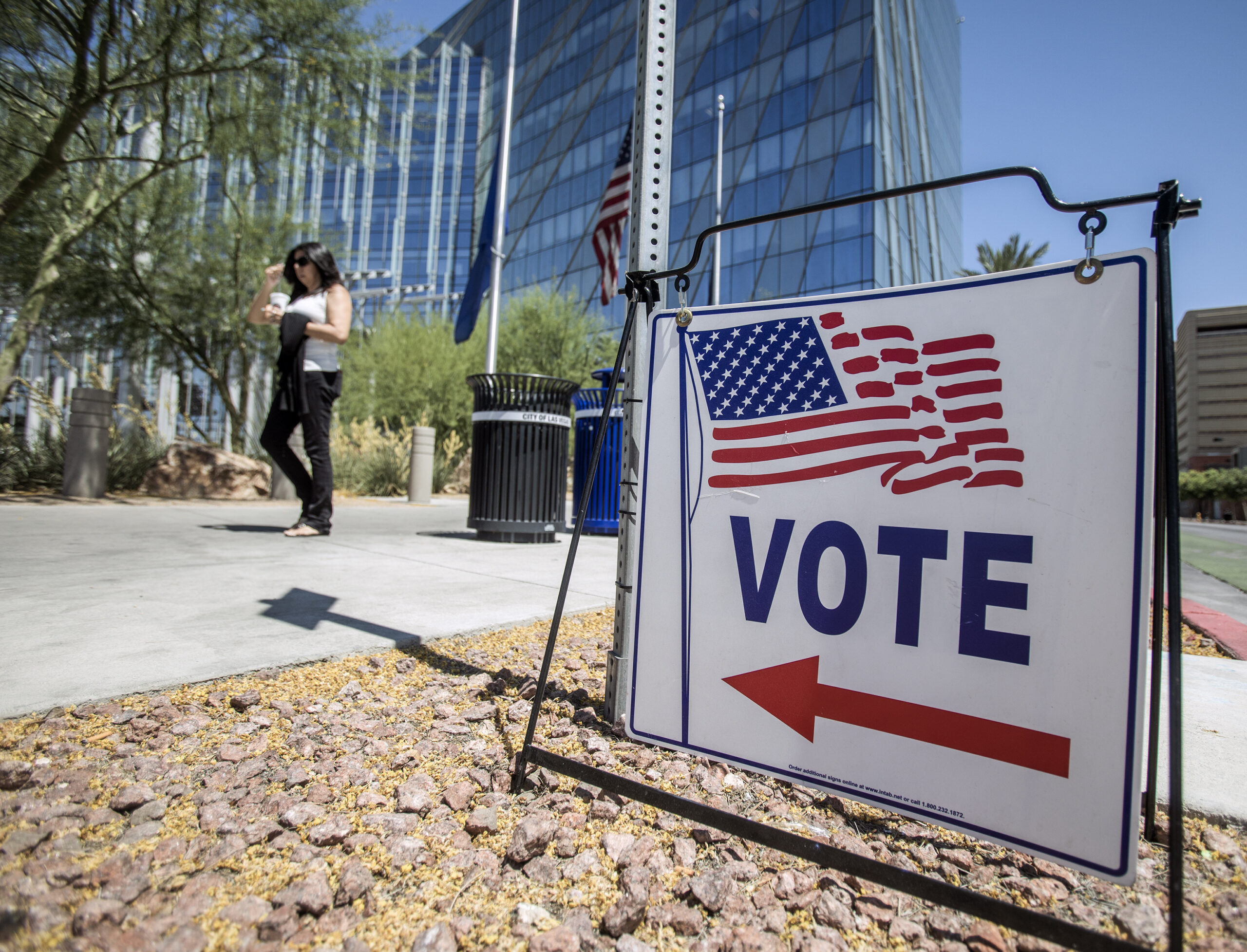 sign pointing to voting location