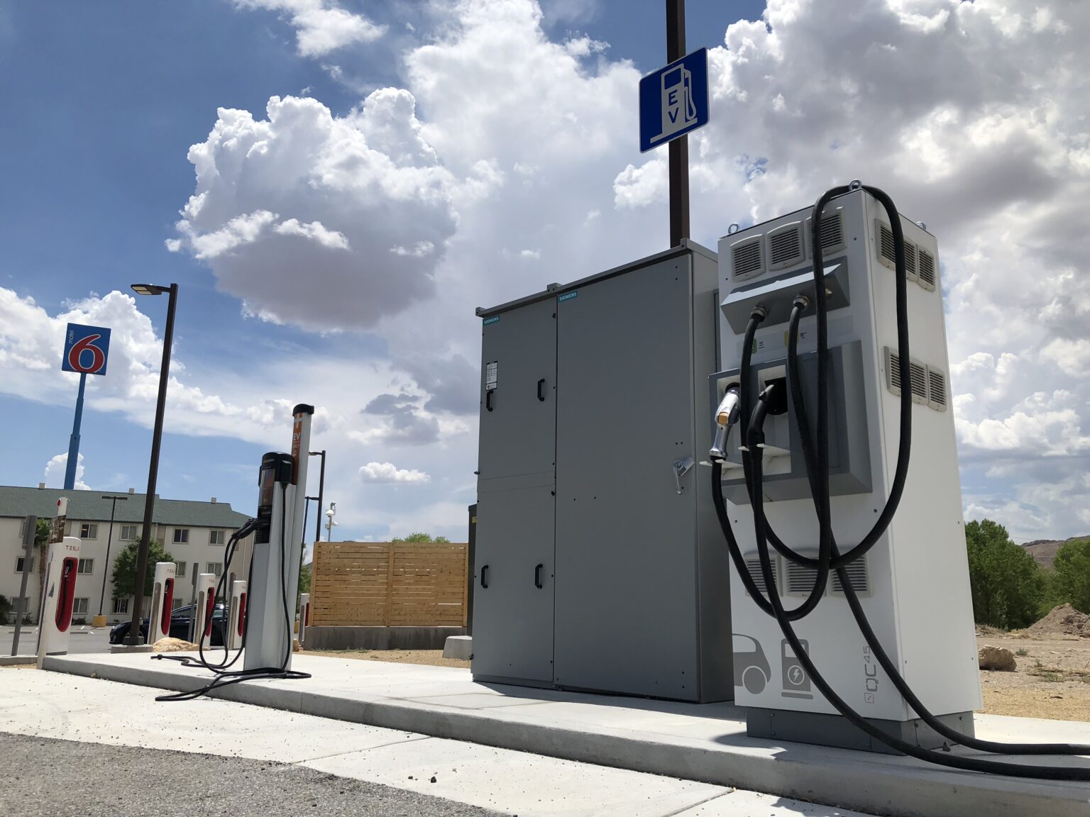 Indy Video Electric vehicle charging station installed on highway