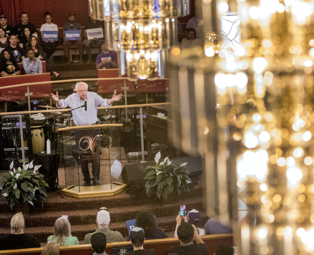 Sen. Bernie Sanders at campaign event