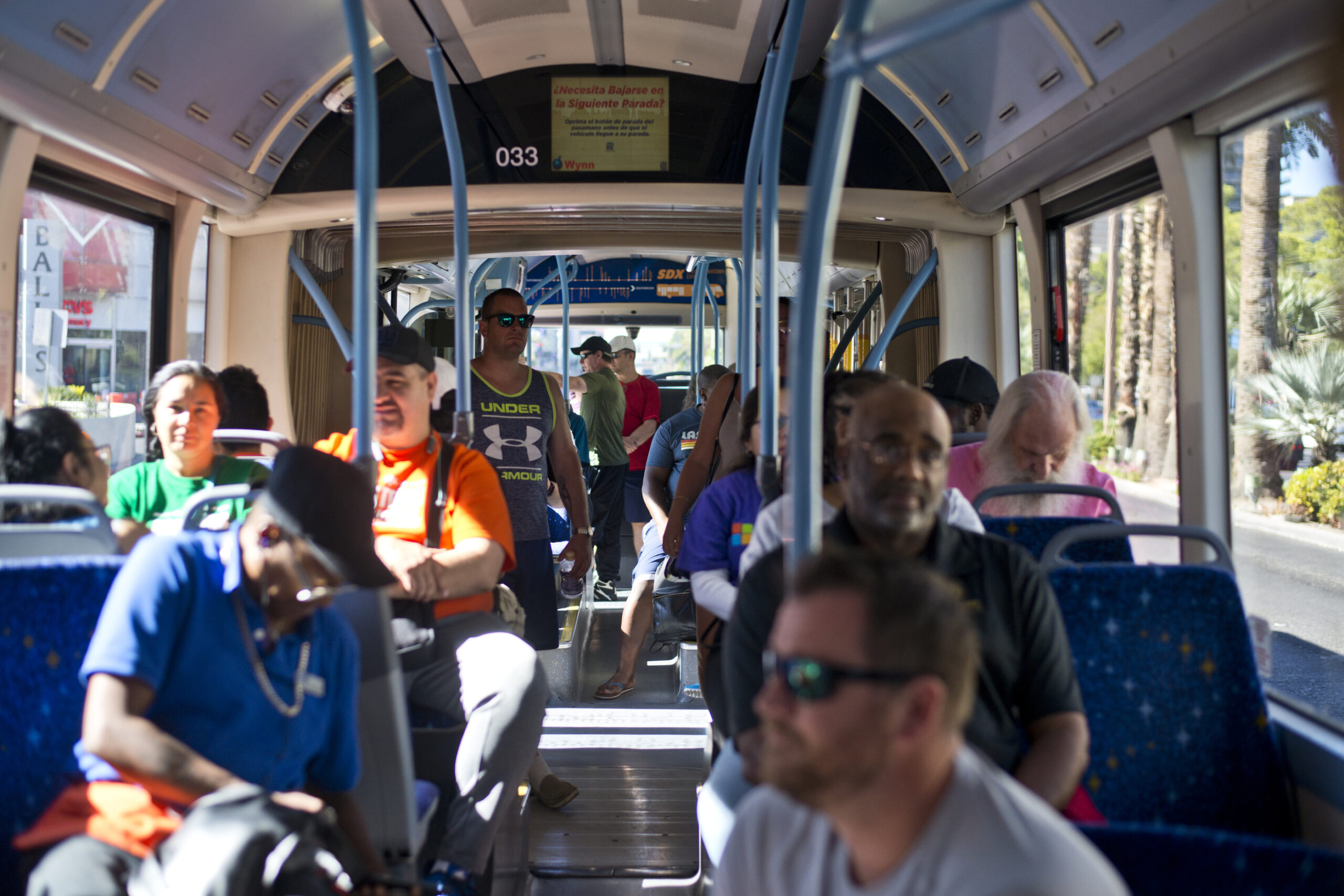 People ride the bus in Las Vegas on Wednesday, July 17, 2019. (Daniel Clark/The Nevada Independent).