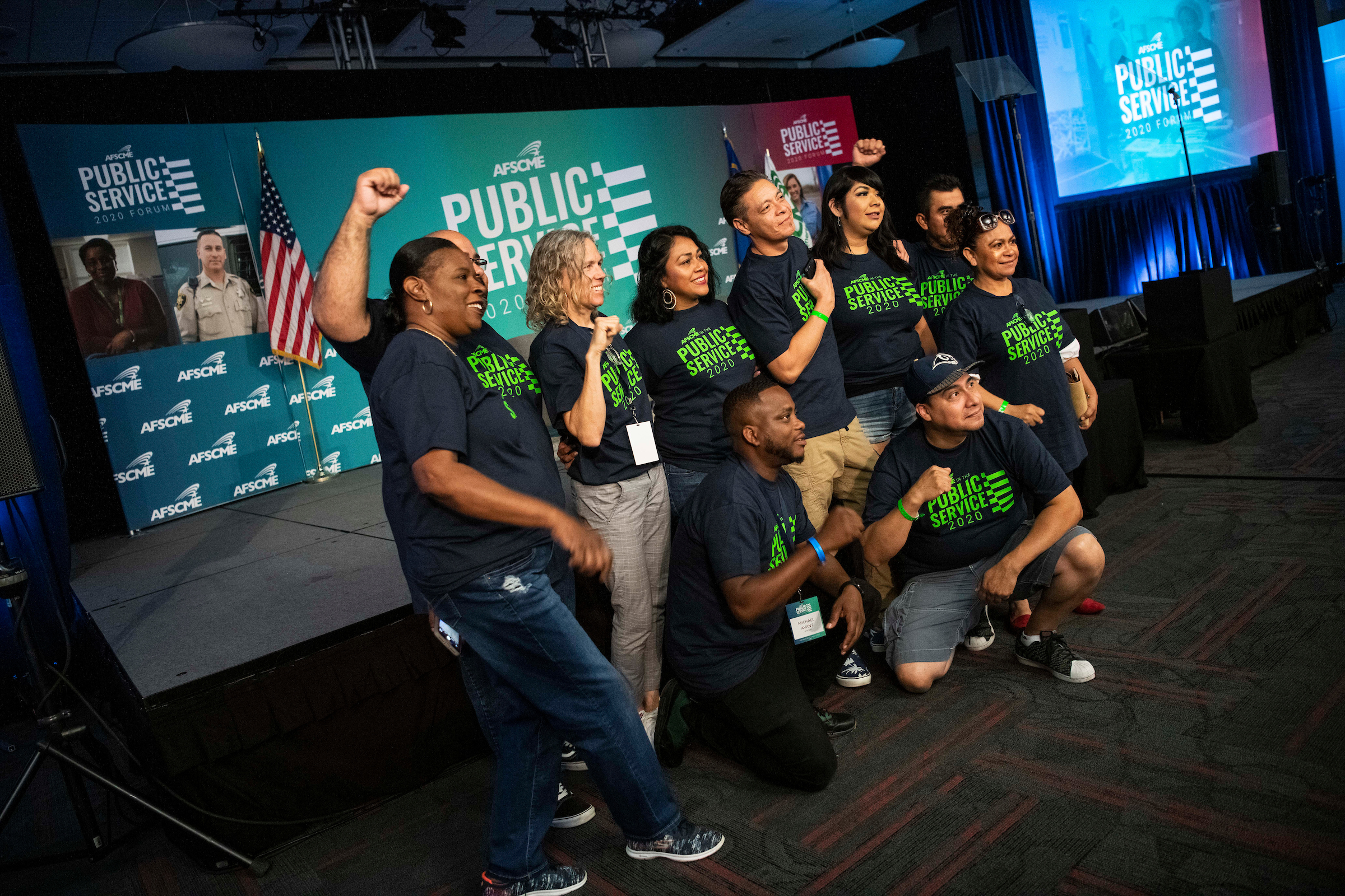 Audience members posing for a photo before the AFSCME Public Service Forum