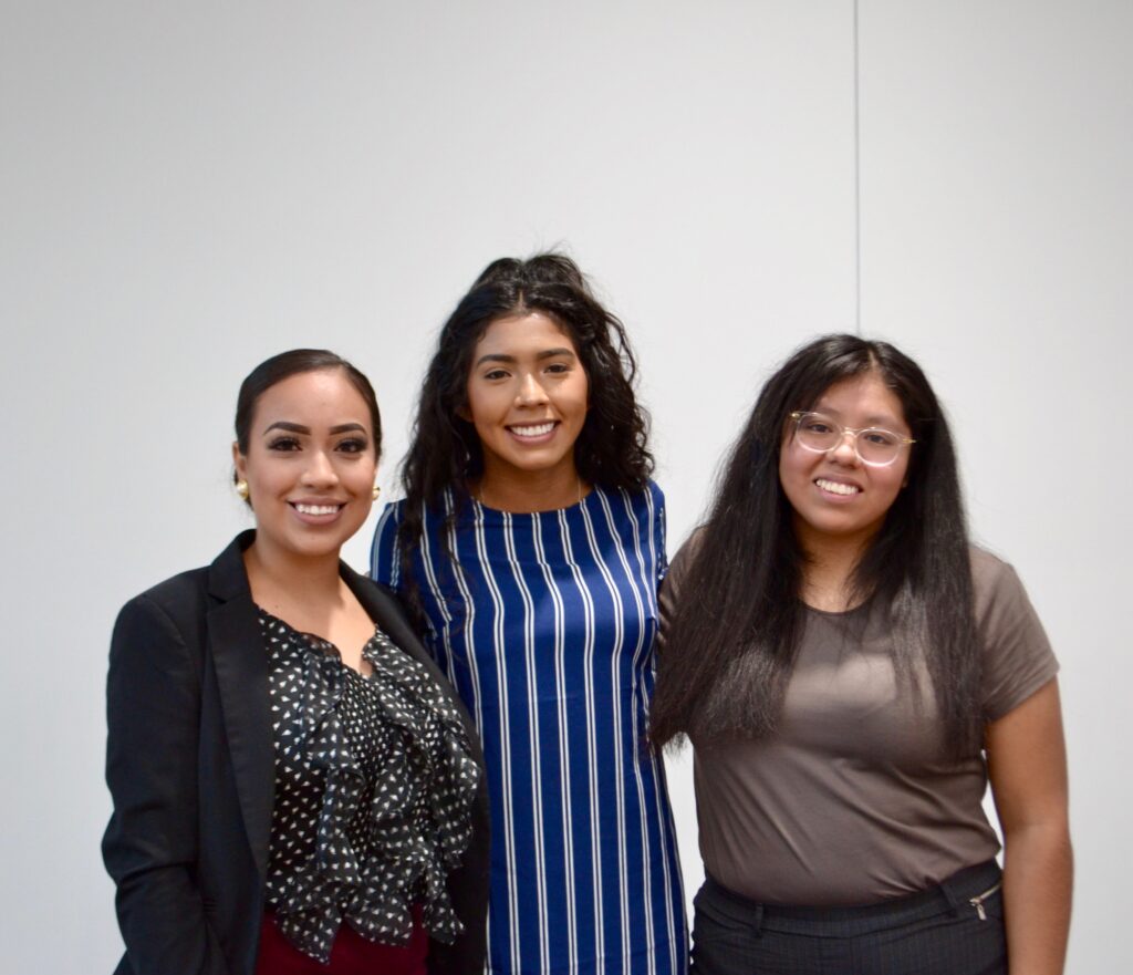 CSN students Berenice Zuñiga, Veronica Galles and Gloria Martin at CSN North Las Vegas campus