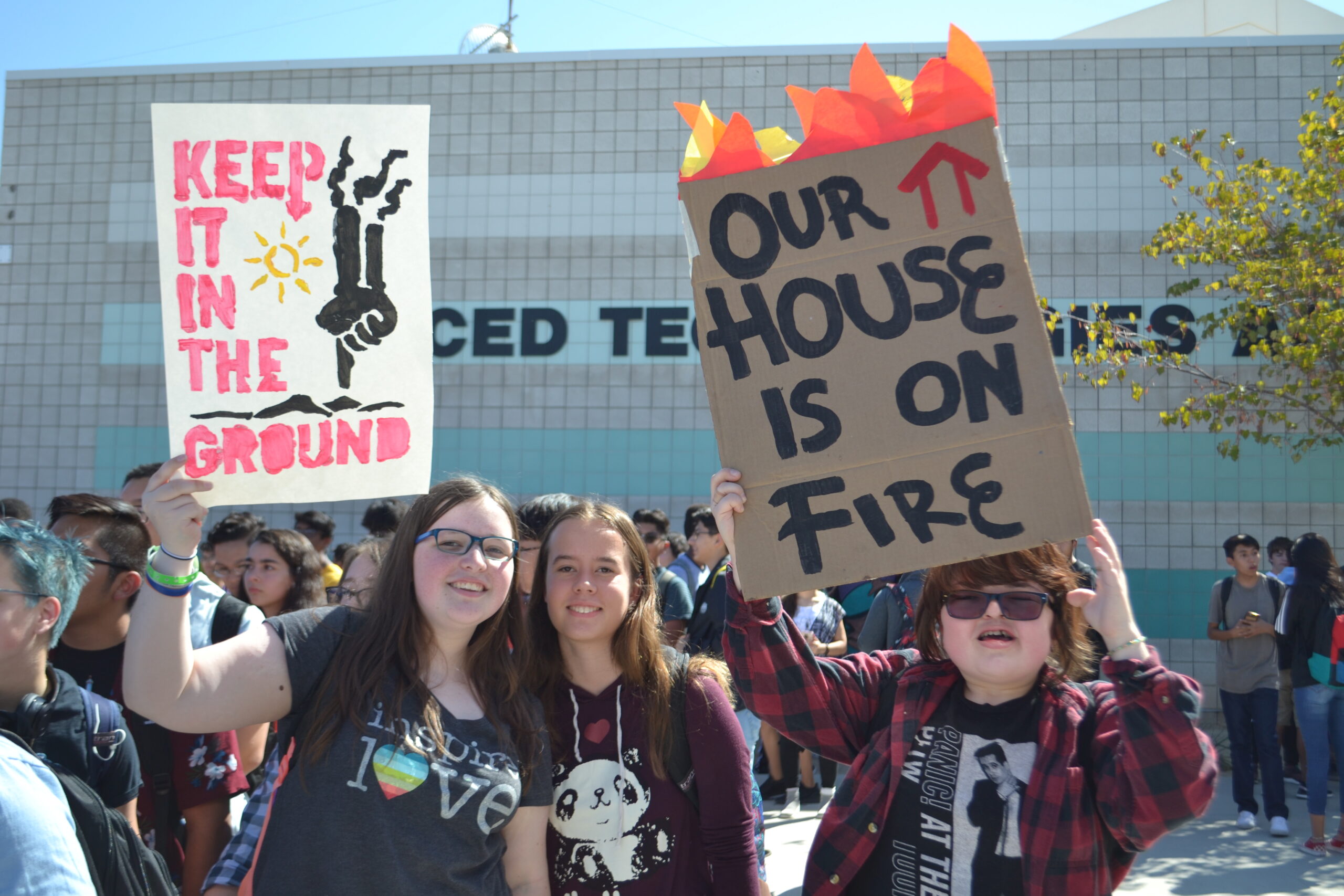 Students during a climate change strike