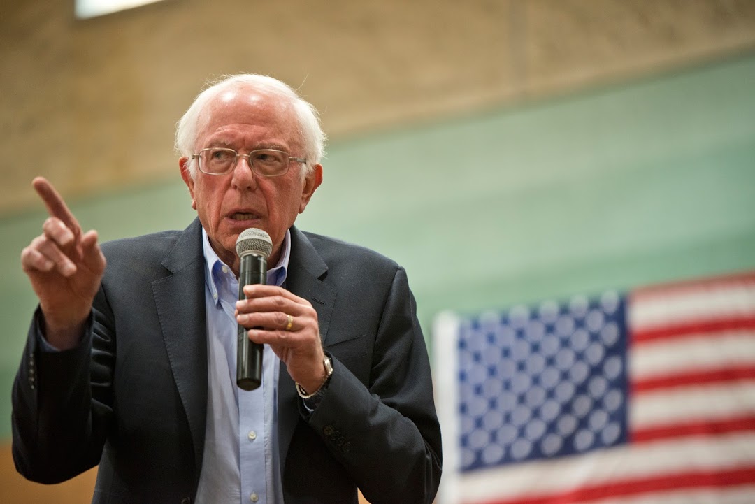 Democratic presidential candidate Sen. Bernie Sanders speaks at a campaign event inside Cambridge Community Center in Las Vegas