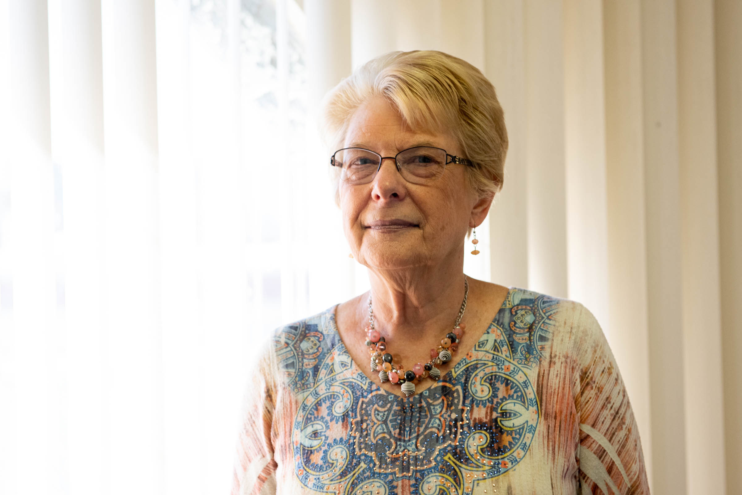 Sandy Stamates, Executive Director of National Alliance on Mental Illness (NAMI) of Northern Nevada/Washoe County, in her Reno office.