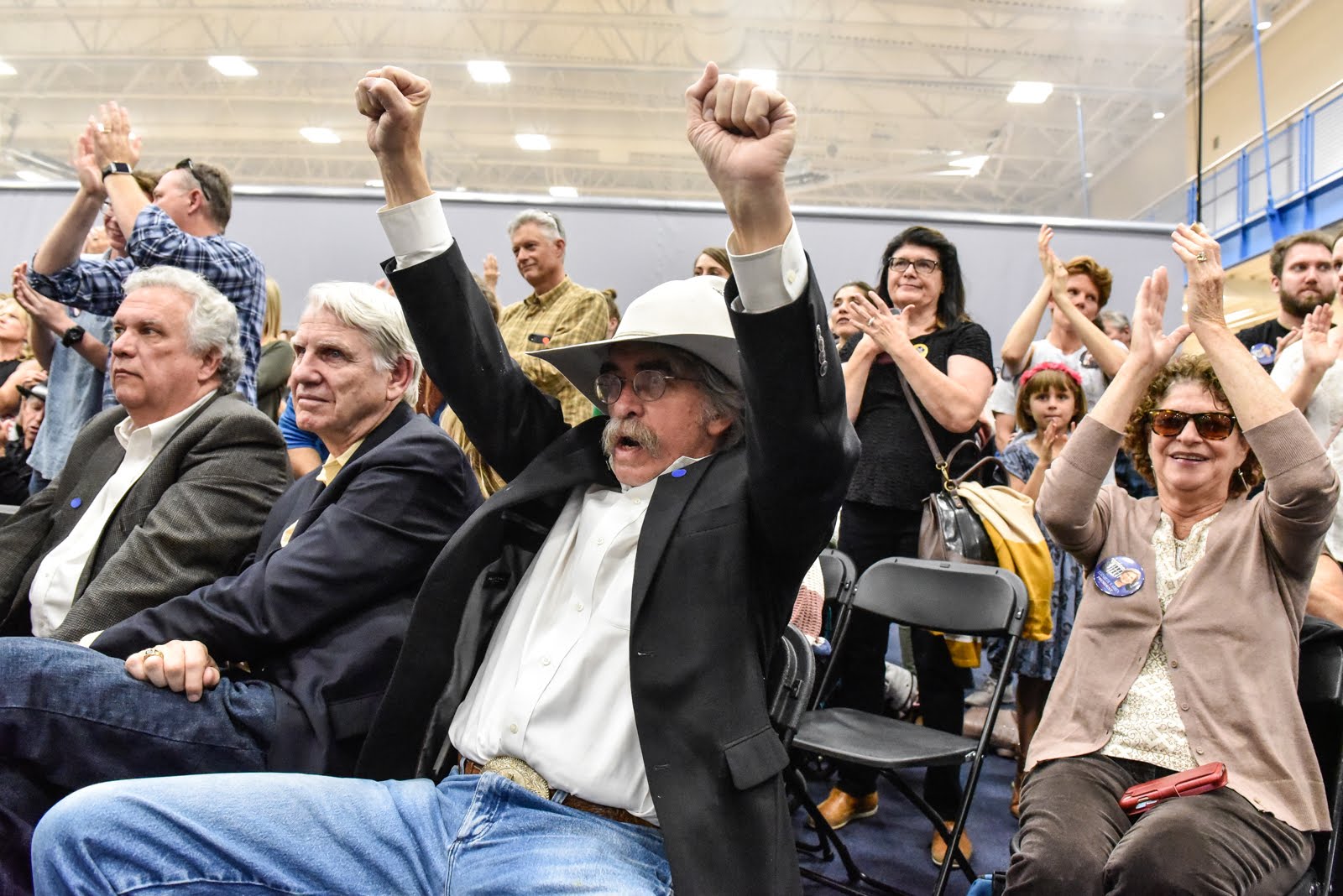 Supporters cheer for Massachusetts Sen. Elizabeth Warren, a 2020 Democratic presidential hopeful, at her town Hall in Carson City