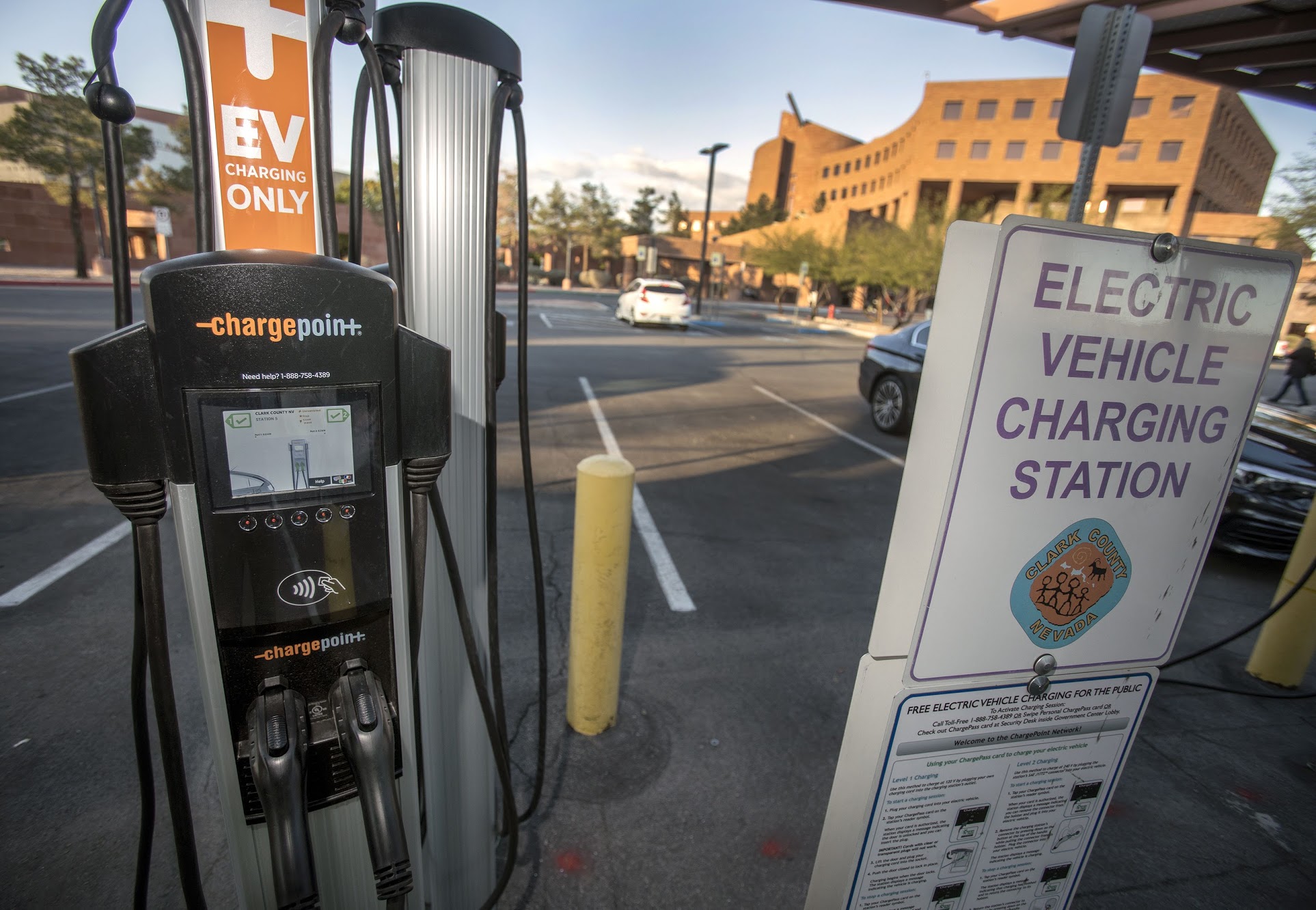 An electric vehicle charging station.