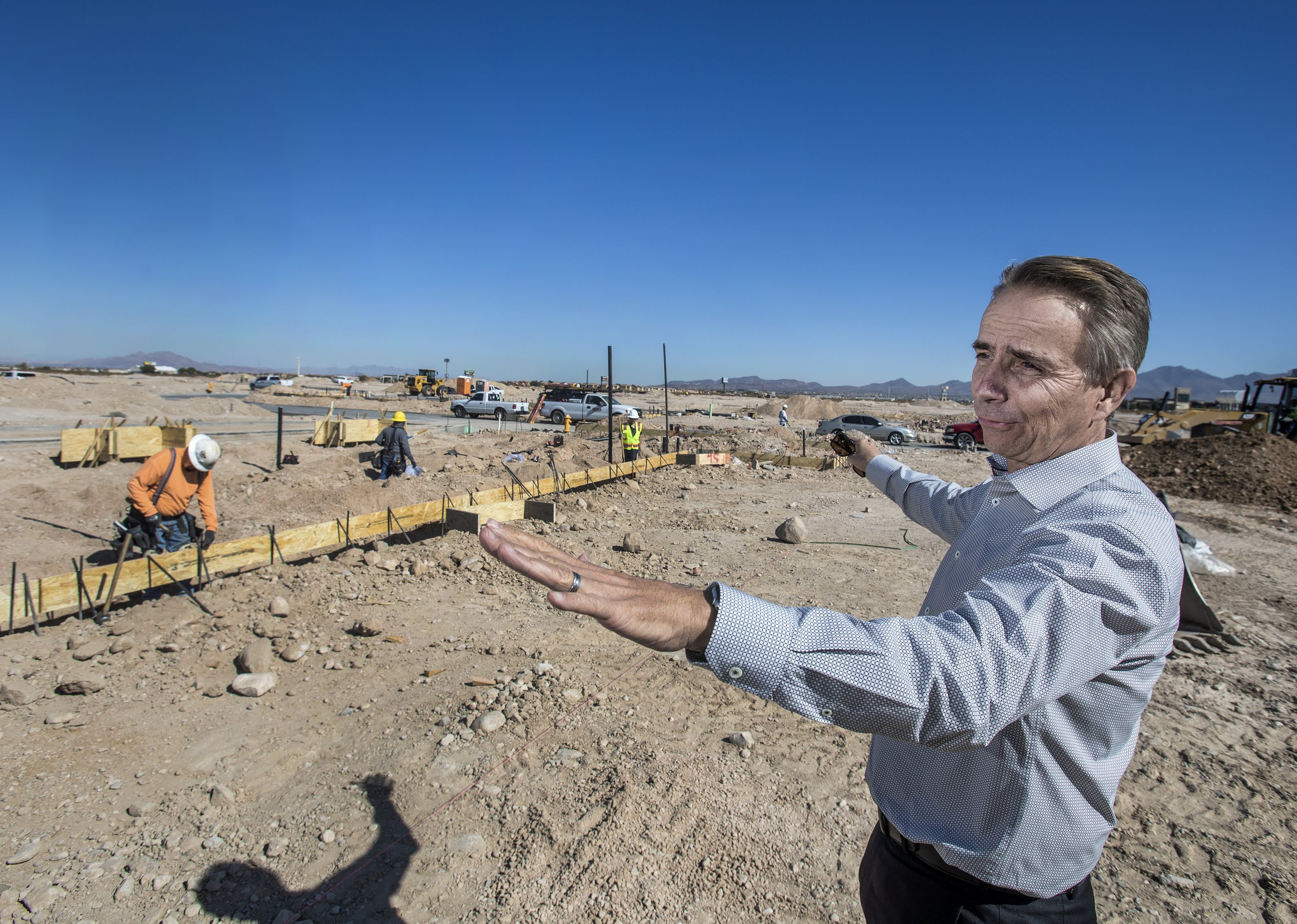 Developer outside townhome project.