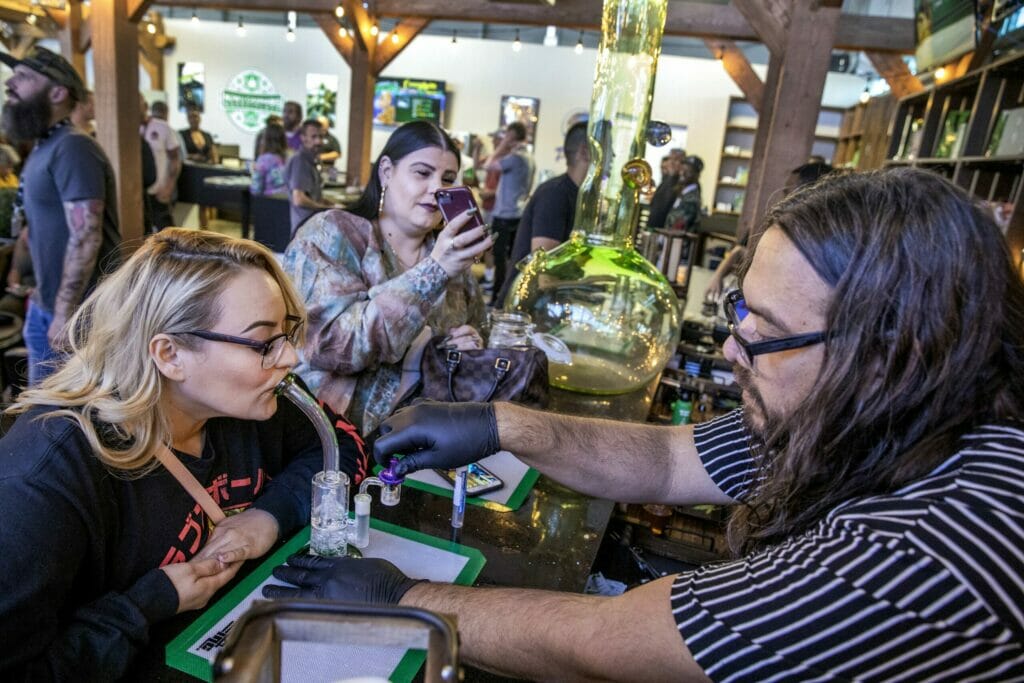 Customers at Nuwu Dispensary