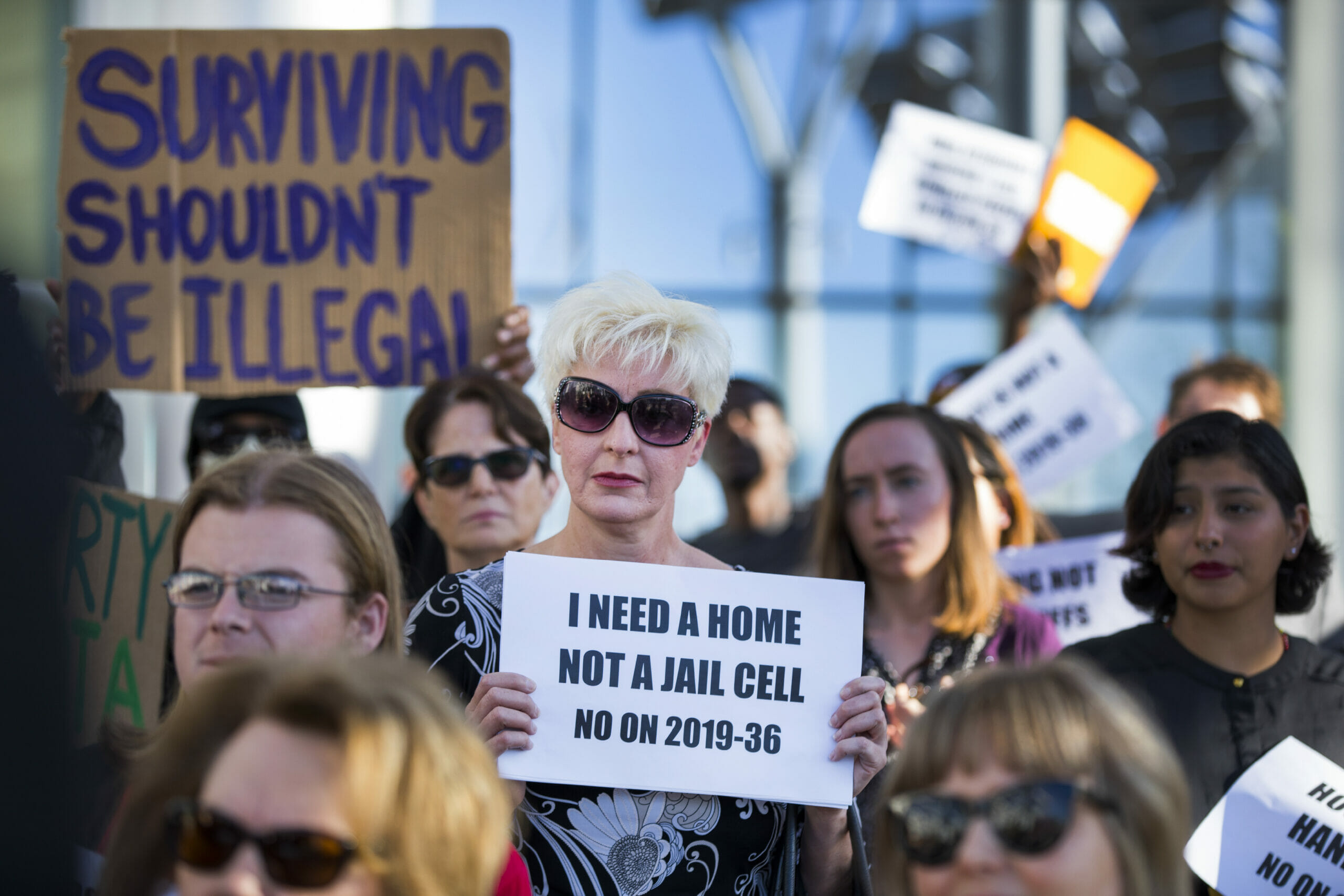 Protesters outside Vegas city hall