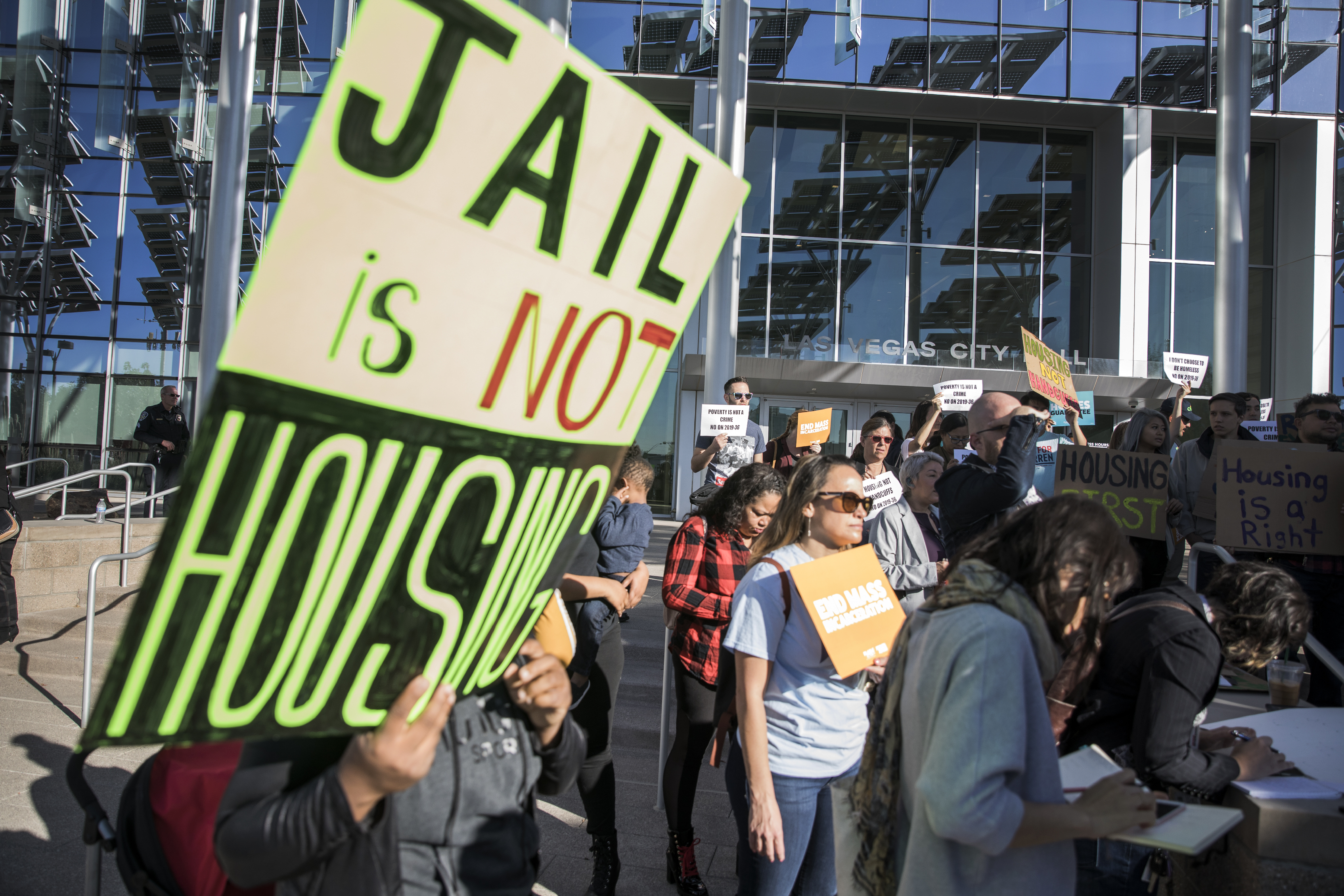 Protesters outside Vegas city hall